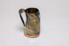 Natural horn tankard  Norse Vegvsir and Ouroboros Design