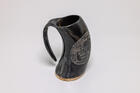 Natural Horn Tankard  Viking Longship Design