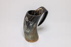Natural Horn Tankard  Norse Compass and Longship design