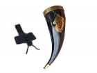 Direwolf Wolf Drinking Horn with Leather Belt Frog