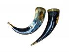 Direwolf Wolf Drinking Horn with Leather Belt Frog