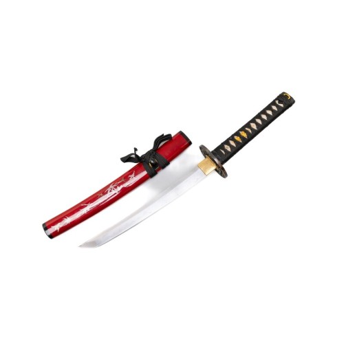 Shoguns Red Rage Tanto with 1095 Makuri Lamination Shoguns Red Rage Tanto with 1095 Makuri Lamination