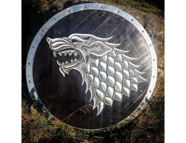 Solid Wood Direwolf Round Shield