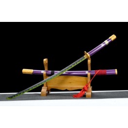 Purple with Green and Grey Blade Metal Sword