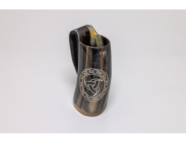 Natural Horn Tankard – Norse Triple Knot Design