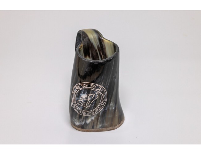 Natural Horn Tankard – Wolf Design