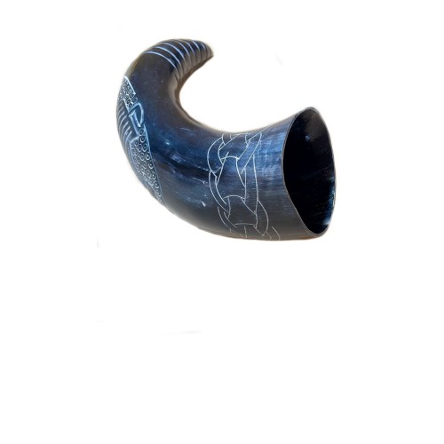 Natural Drinking Horn – Norse Longship Design Natural Drinking Horn – Norse Longship Design