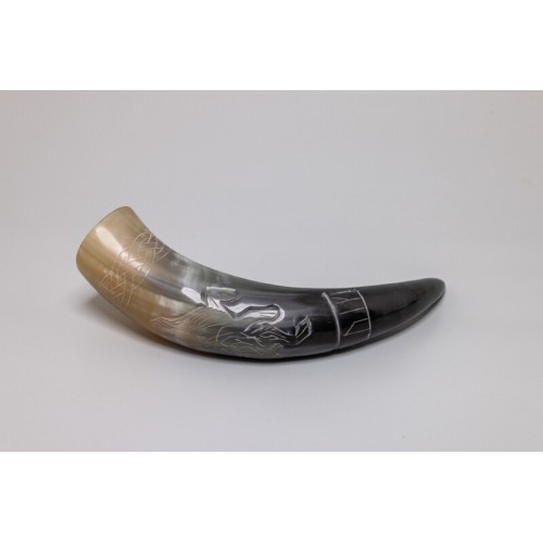 Natural Drinking Horn – Fenrir (Wolf) Design