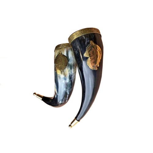 Direwolf Wolf Drinking Horn with Leather Strap