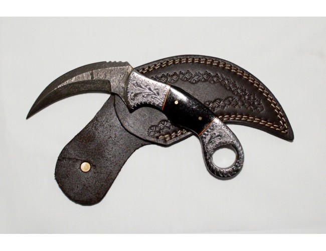 Onyx and Silver Damascus Karambit
