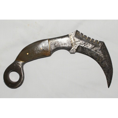 Bone Pearl Handle Damascus Karambit