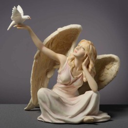 Angel Sitting With Dove on Right Hand (Light Color)