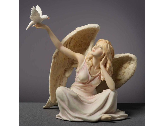 Angel Sitting With Dove on Right Hand (Light Color)