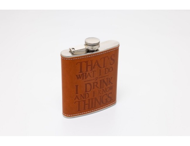 I Drink And I Know Things Hip Flask Brown