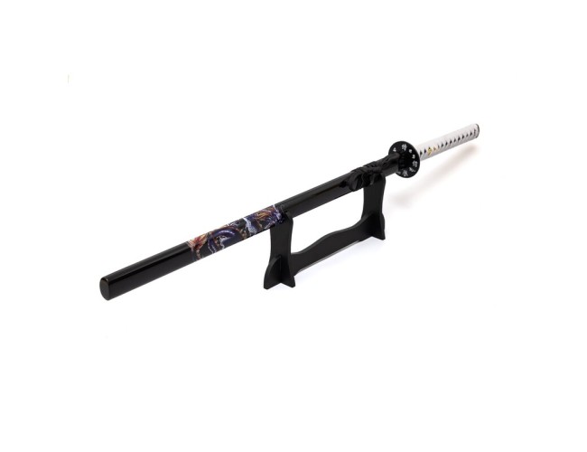Black Katana with Blue Dragon