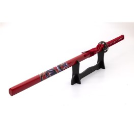 Red Katana with Blue Dragon Red Katana with Blue Dragon