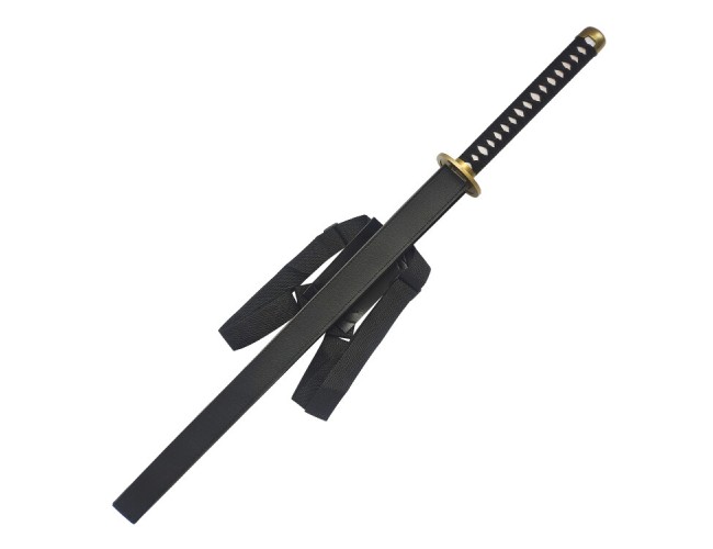 Wood Chain Sword with Leather Scabbard