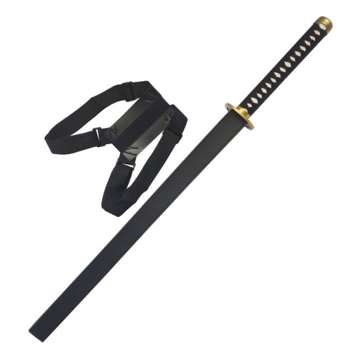 Wood Chain Sword with Leather Scabbard