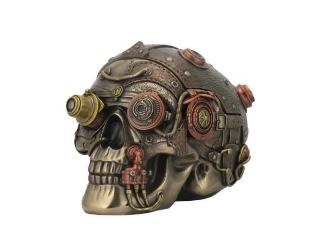 Steampunk Skull with Leather Trinket Box