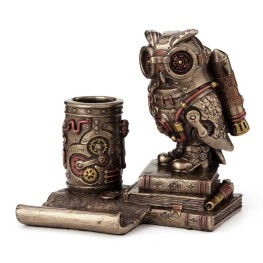Steampunk Owl Cell phone and Pen Holder