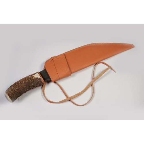 Large Scramsax, Stag Antler Handle, Damascus Blade