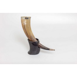 Viking Runes Horn with Natural Horn Table Stand