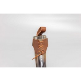 Viking runes Horn with Leather Belt Frog