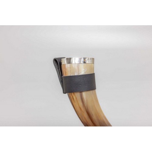 Viking runes Horn with Leather Belt Frog
