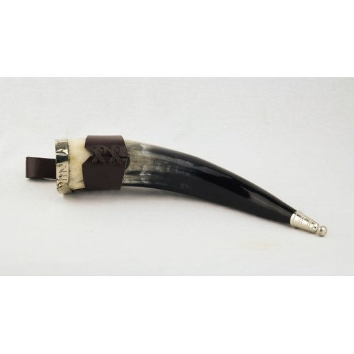 Viking runes Horn with Leather Belt Frog