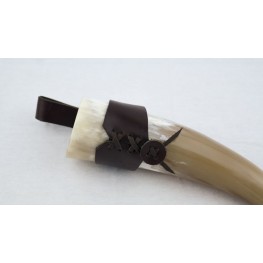 Genuine Horn Drinking Horn with Leather Belt Frog