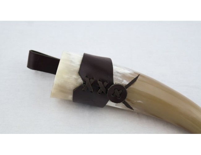 Genuine Horn Drinking Horn with Leather Belt Frog Genuine Horn Drinking Horn with Leather Belt Frog