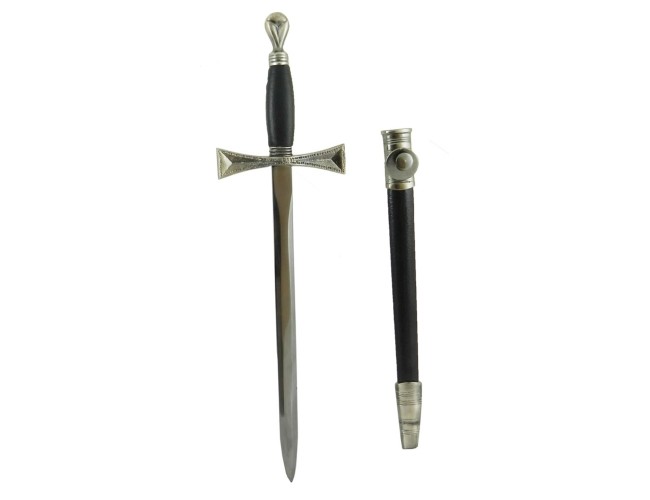 Masonic Dagger in Black with Silver Fittings Masonic Dagger in Black with Silver Fittings