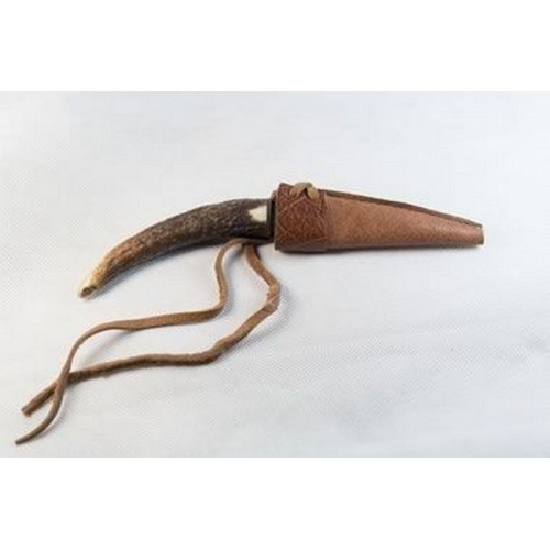 Genuine Stag Antler Sgian Dubh Curved (Stainless Steel)