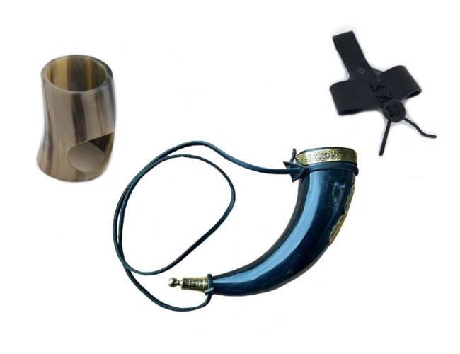 Viking Style Drinking Horn with all accessories Viking Style Drinking Horn with all accessories