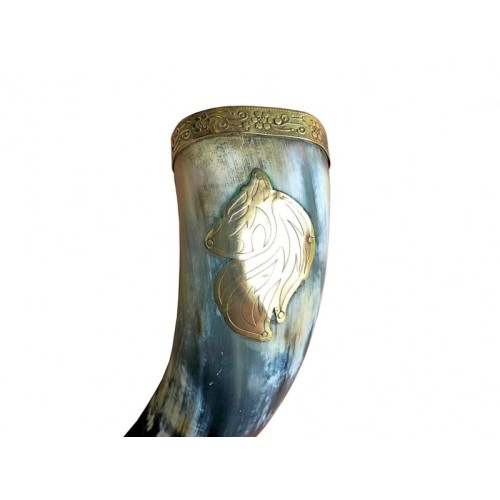 Direwolf Wolf Drinking Horn with All Accessories