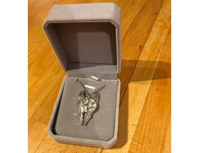 Pentagram with Wings Pendant in Box