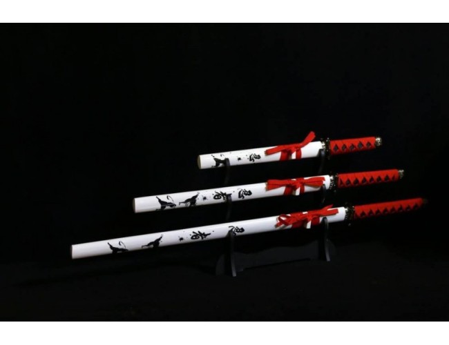 White with Red Handle and Black Writing 3 set