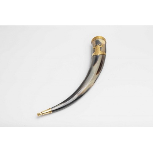 Genuine Natural Horn with Thors Hammer and Metal Fittings