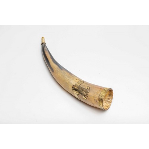 Genuine Natural Horn with Thors Hammer and Metal Fittings