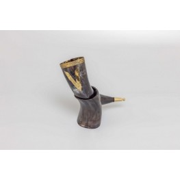 V for Viking Drinking Horn with Natural Horn Table Stand
