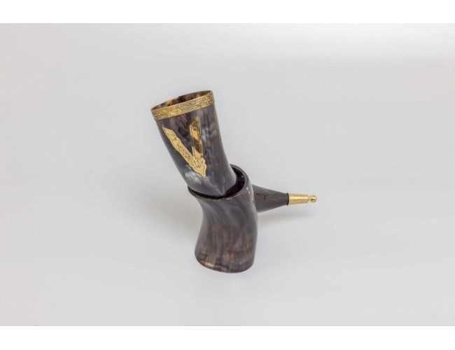 V for Viking Drinking Horn with Natural Horn Table Stand