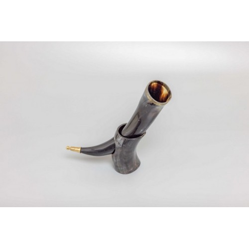 V for Viking Drinking Horn with Natural Horn Table Stand