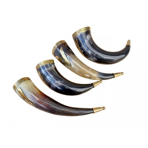 V for Viking Drinking Horn with Natural Horn Table Stand