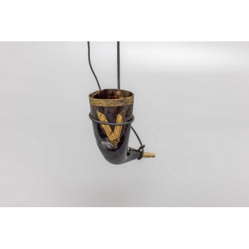 V for Viking Drinking Horn with Leather Strap