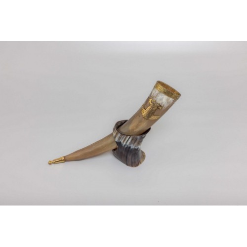 Thor Horn with Natural Horn Table Stand