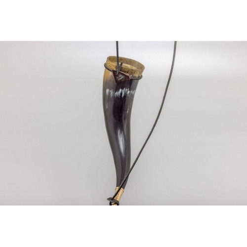 Viking Style Drinking Horn with Leather Shoulder Strap
