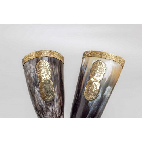 Viking Style Drinking Horn with Leather Shoulder Strap