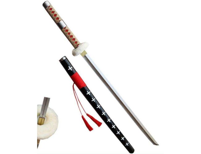 Black with White Crosses (Beige Handle) Foam Sword