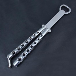 Silver Balisong Bottle Opener