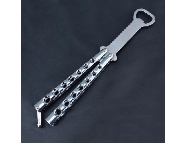 Silver Balisong Bottle Opener